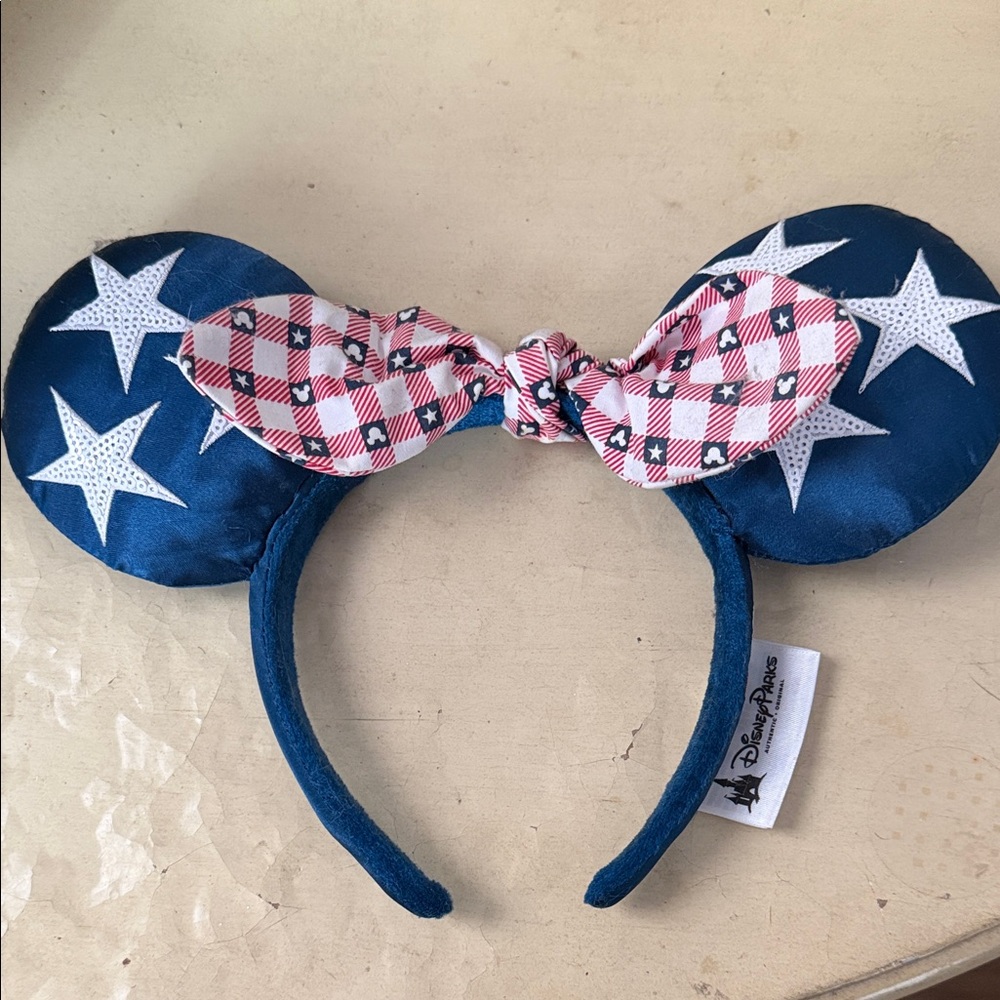 Disney Navy Headband with Stars and Pink Bow